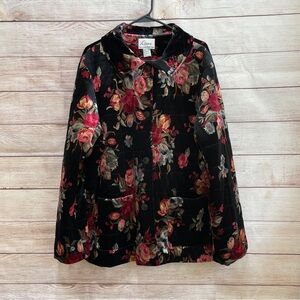 VINTAGE 2003 Linea by Louis Dell'Olio Quilted Jacket,  Black Floral Velvet